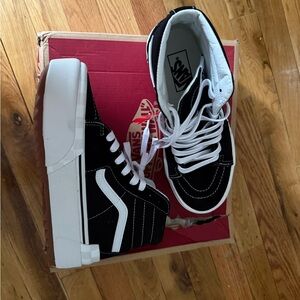 Vans Black and White High-Tops with Gum Sole